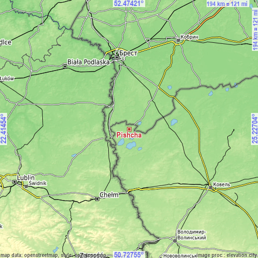 Topographic map of Pishcha