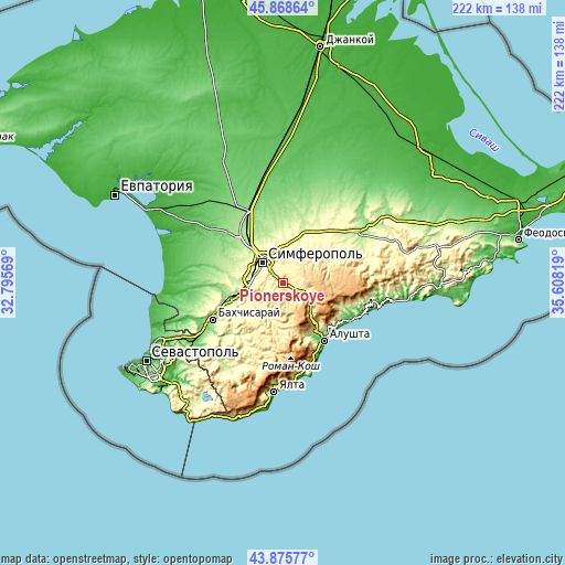 Topographic map of Pionerskoye