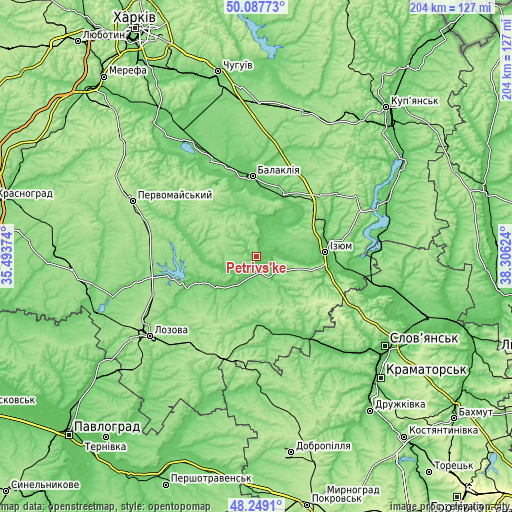 Topographic map of Petrivs’ke