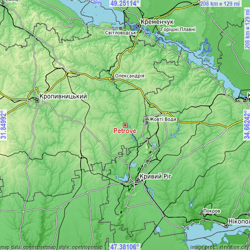 Topographic map of Petrove