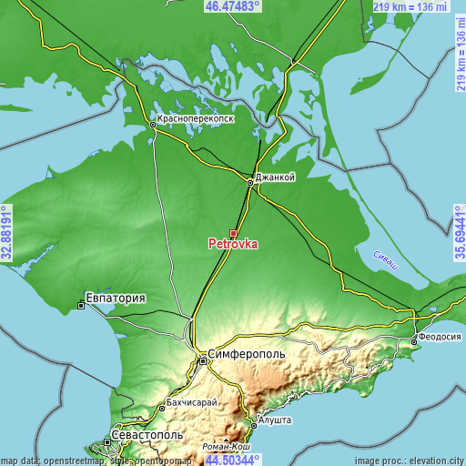 Topographic map of Petrovka