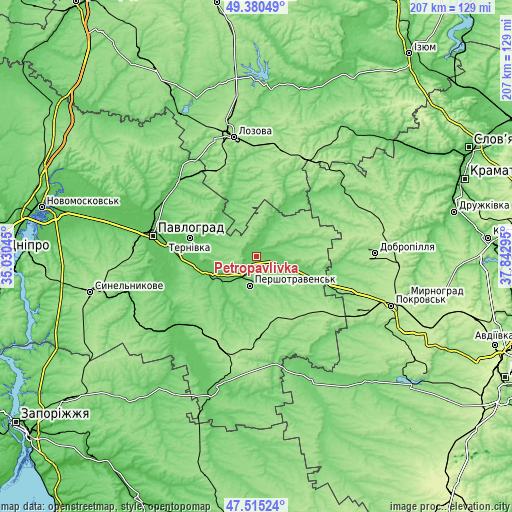 Topographic map of Petropavlivka