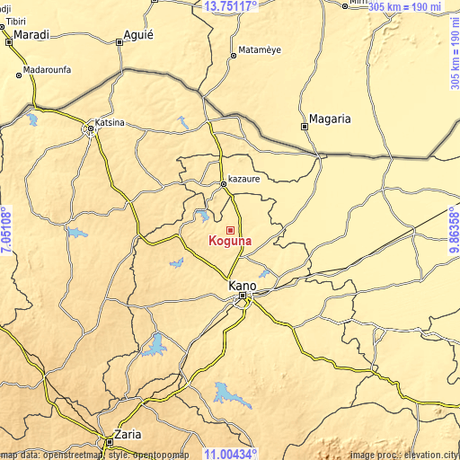 Topographic map of Koguna