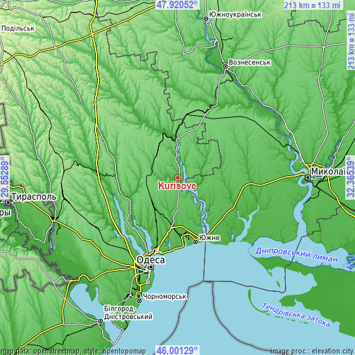 Topographic map of Kurisove