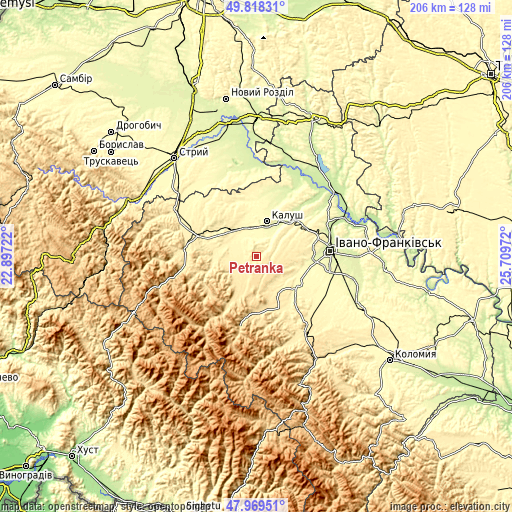 Topographic map of Petranka