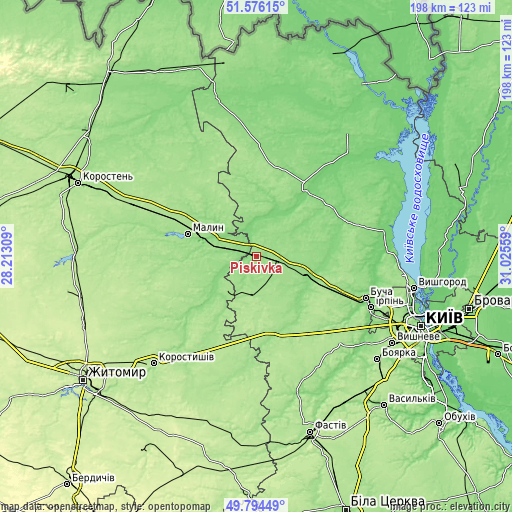 Topographic map of Piskivka