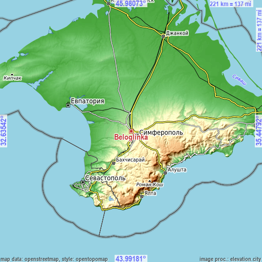 Topographic map of Beloglinka