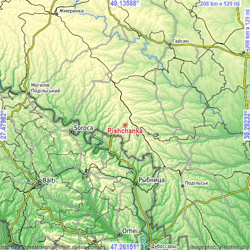 Topographic map of Pishchanka