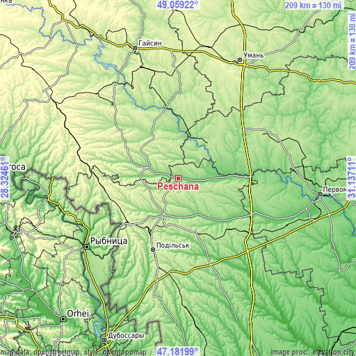 Topographic map of Peschana