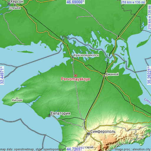 Topographic map of Pervomayskoye