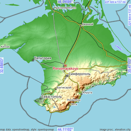 Topographic map of Pervomayskoye