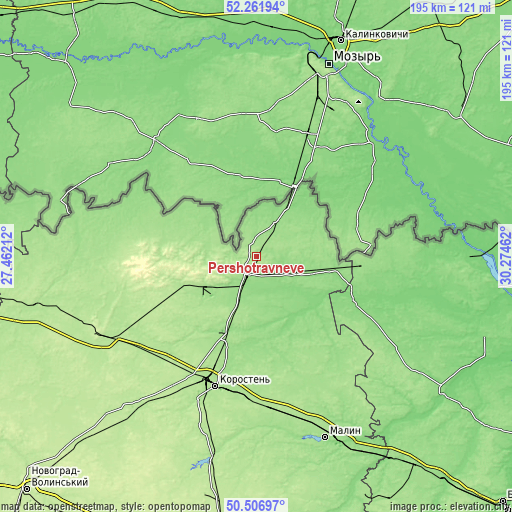 Topographic map of Pershotravneve