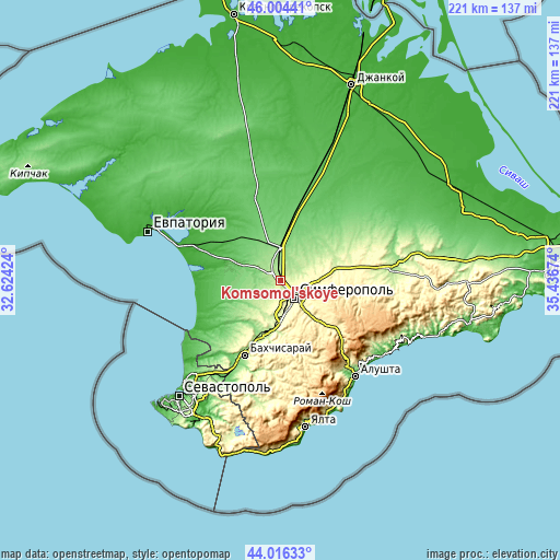 Topographic map of Komsomol’skoye