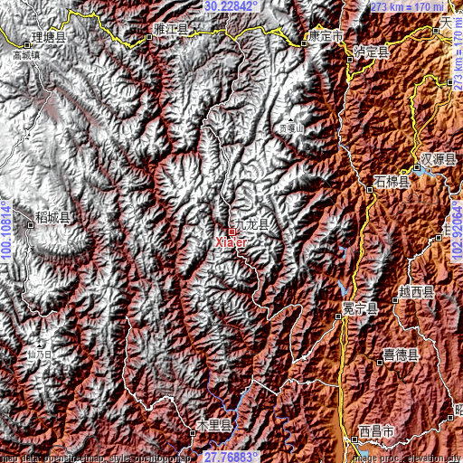 Topographic map of Xia’er