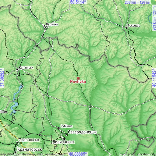 Topographic map of Pavlivka