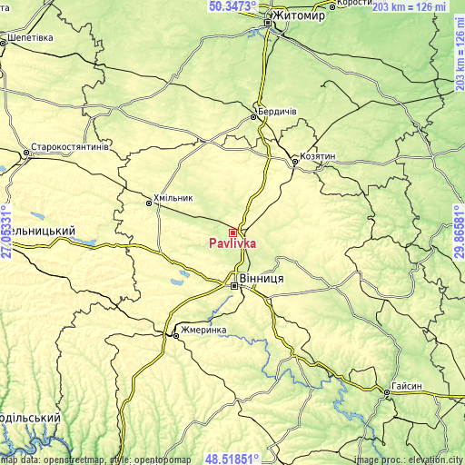 Topographic map of Pavlivka