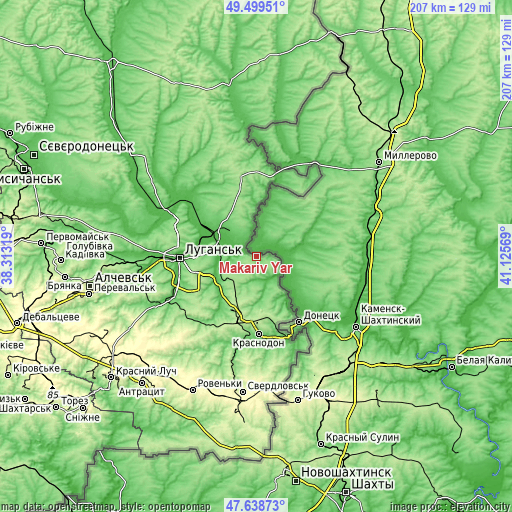 Topographic map of Makariv Yar