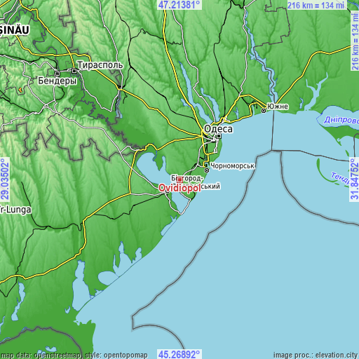 Topographic map of Ovidiopol