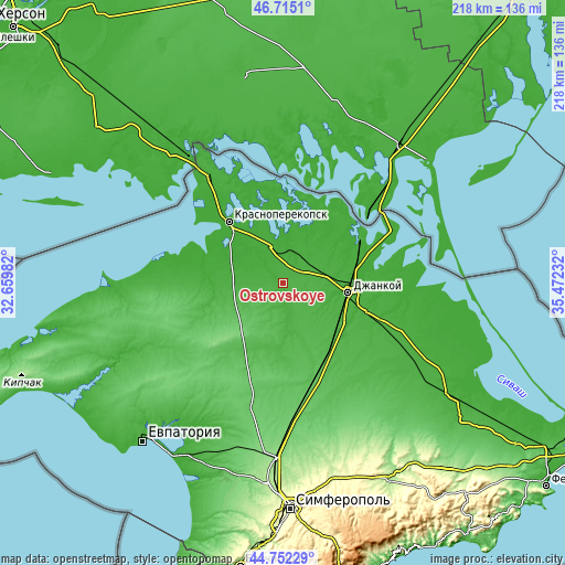 Topographic map of Ostrovskoye