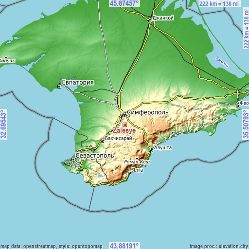 Topographic map of Zalesye