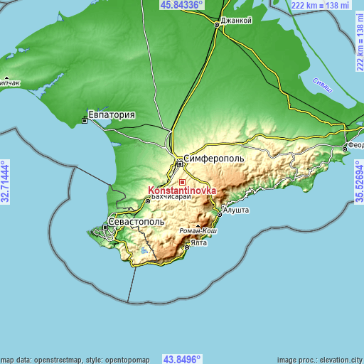 Topographic map of Konstantinovka