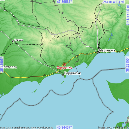 Topographic map of Osypenko