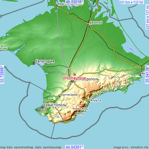 Topographic map of Urozhaynoye