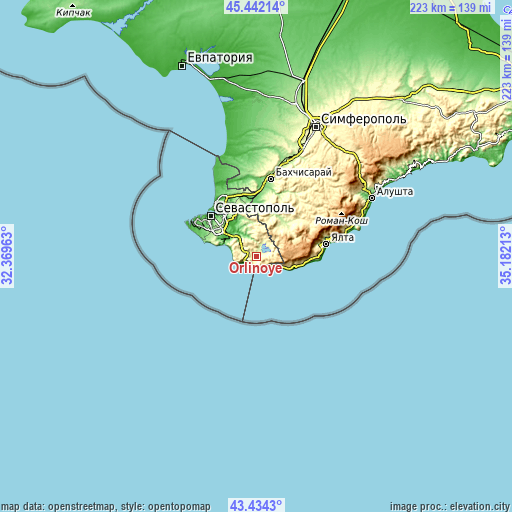 Topographic map of Orlinoye