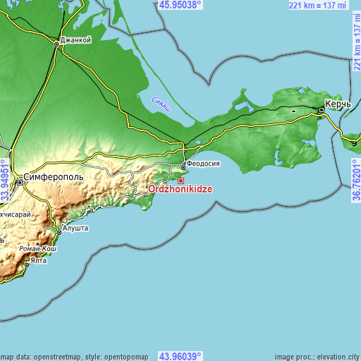 Topographic map of Ordzhonikidze