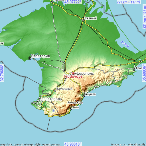 Topographic map of Trudovoye