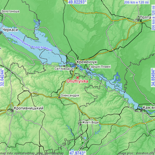 Topographic map of Onufriyivka