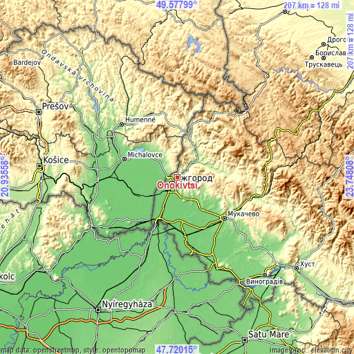 Topographic map of Onokivtsi