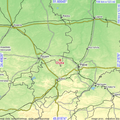 Topographic map of Olyka