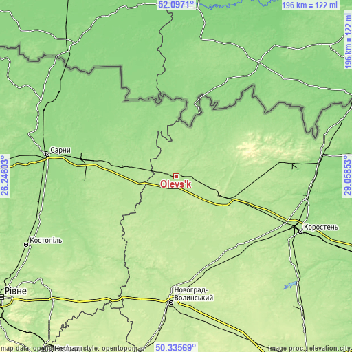 Topographic map of Olevs’k