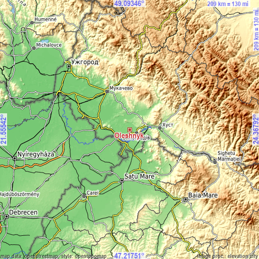 Topographic map of Oleshnyk