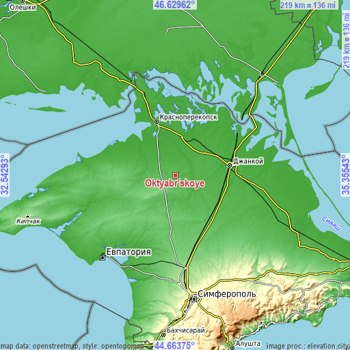 Topographic map of Oktyabr’skoye