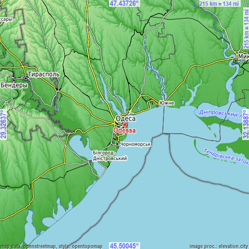 Topographic map of Odessa