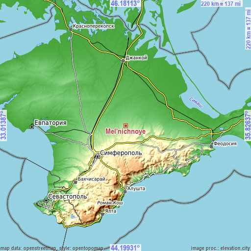 Topographic map of Mel’nichnoye