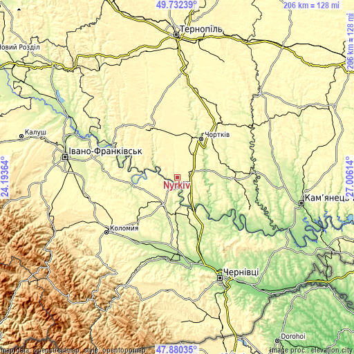 Topographic map of Nyrkiv