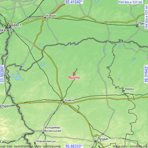 Topographic map of Nuyno