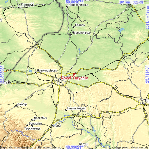 Topographic map of Novyi Yarychiv