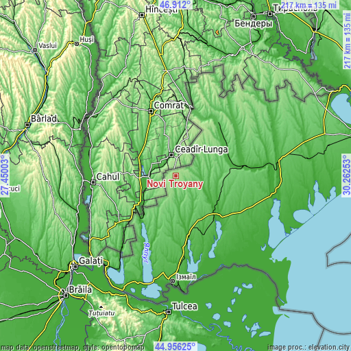 Topographic map of Novi Troyany