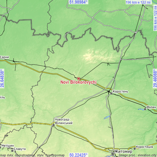 Topographic map of Novi Bilokorovychi