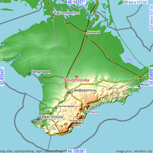 Topographic map of Novozhilovka