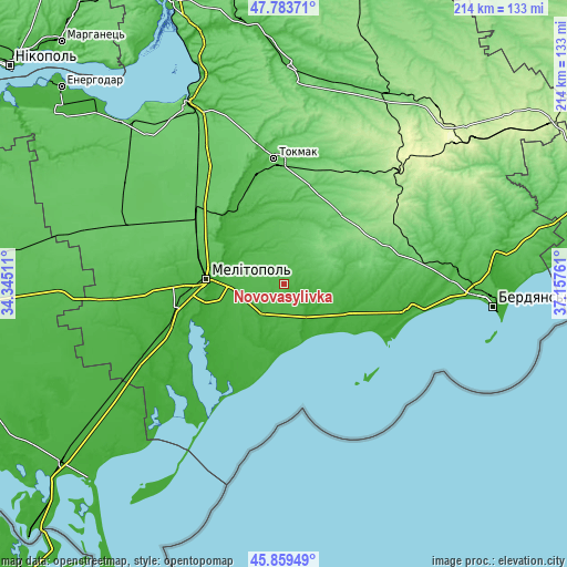 Topographic map of Novovasylivka