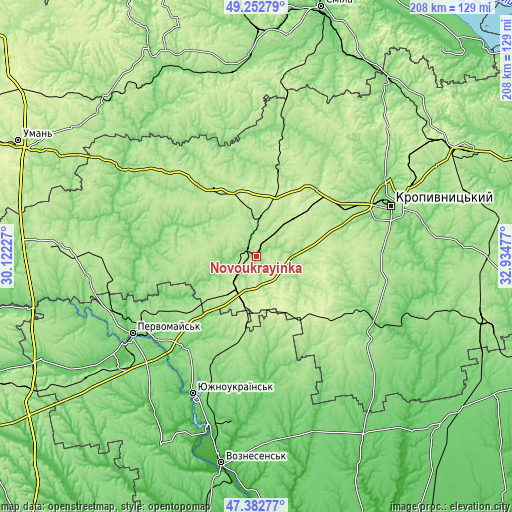 Topographic map of Novoukrayinka