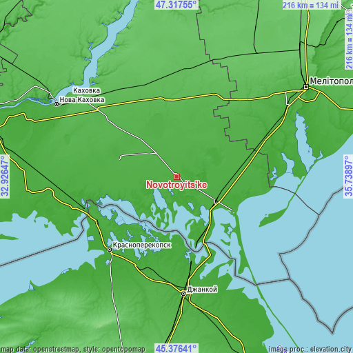 Topographic map of Novotroyits’ke