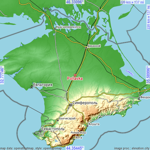 Topographic map of Poltavka