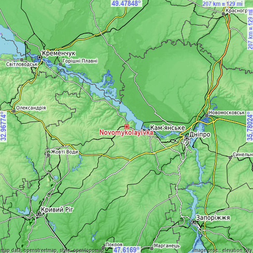 Topographic map of Novomykolayivka