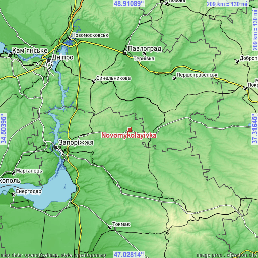 Topographic map of Novomykolayivka